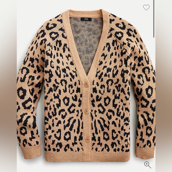 J. Crew Sweaters - J. Crew Medium V-neck cardigan sweater leopard Relaxed Fit Knit Cotton Wool Crop